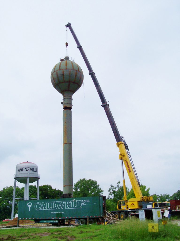 90 ton hydraulic crane deconstructing a water tower in western IL.